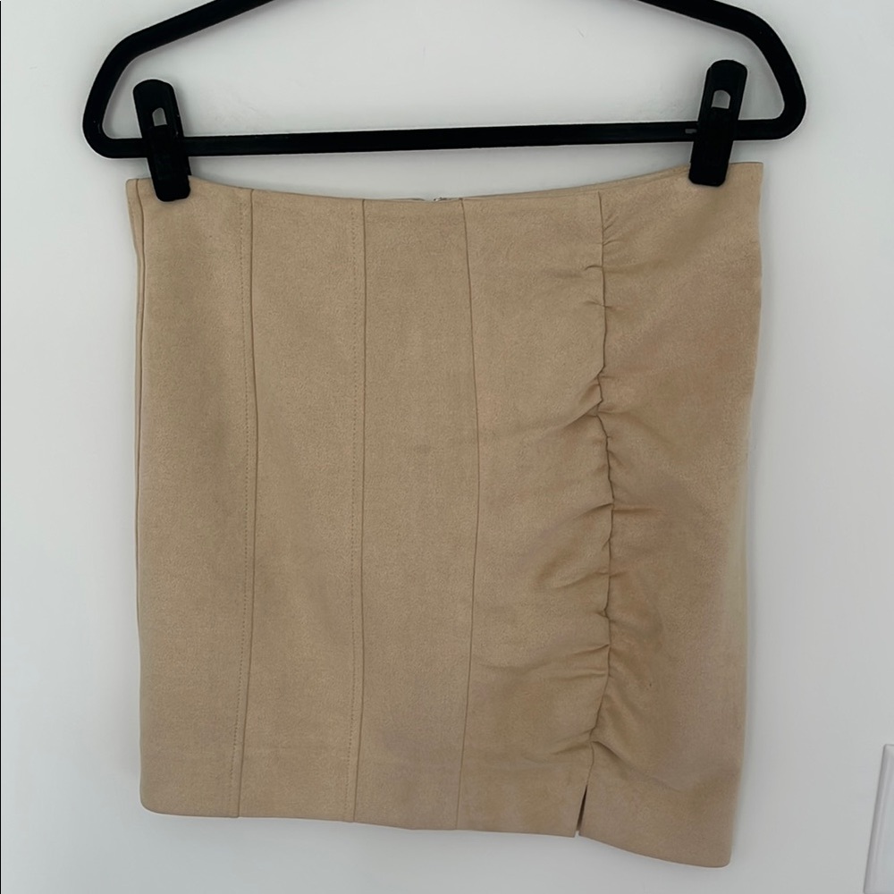 Free People Faux Suede Miniskirt, Tan - Size 12